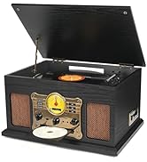 10 in 1 Vintage Bluetooth Record Player Turntable with Built-in Speakers, Vinyl Turntable CD Cass...