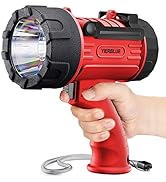YIERBLUE Rechargeable Spotlight Flashlight with 100000 Lumen LED, IP67 Waterproof Long Running Sp...