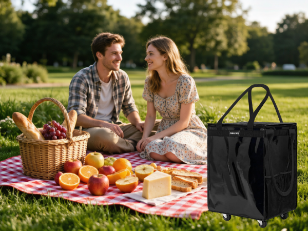 rolling tote reusable grocery bag on wheels bag on wheels rolling tote with wheels and handle