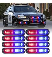 Xprite Red Blue LED Emergency Strobe Lights Kit, Surface Flush Mount Grill Grille Hazard Warning ...