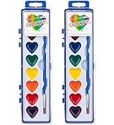 ARTLYMERS 2 Pack Water Color Paint Sets for Kids, 8 Colors Heart Watercolor Paint Set with Paintb...