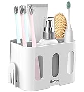 iHave Toothbrush Holders for Bathrooms, Tooth Brush Holder Bathroom Organizer Countertop, Electri...