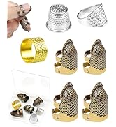 FIVEIZERO Thimble Kit– 7 PCS Sewing Thimbles for Hand Sewing, Metal Finger Protectors, Thimble Ri...