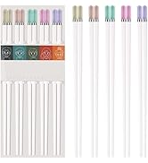 5 Pairs Fiberglass Chopsticks-Reusable Chopsticks Dishwasher Safe, 9.57 inch/24.3cm Matte Non-Sli...