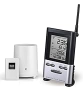 Wireless Rain Gauge Outdoor with Thermometer, Digital Rain Gauges Outdoors Best Rated with Self-E...