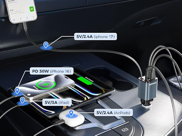 car charger retractable cord