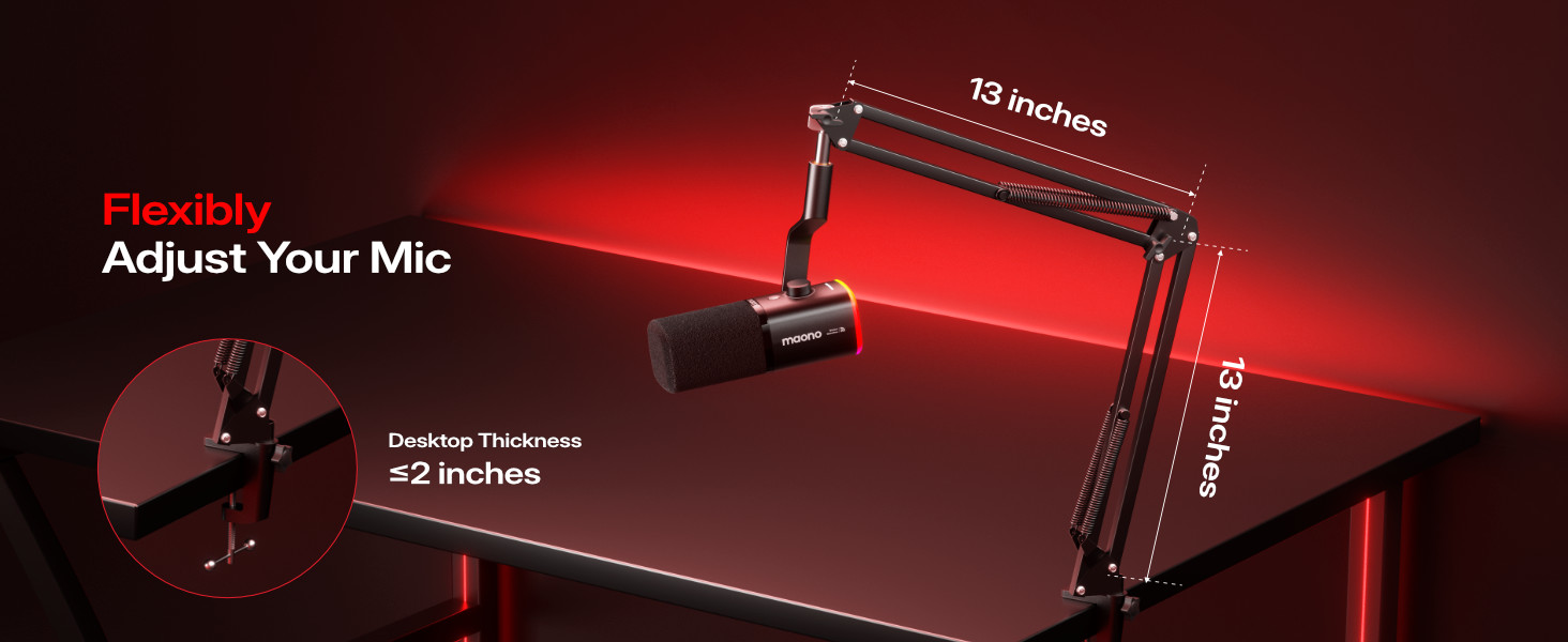 Red-tinted product shots against a dark background, showing what appears to be electronic or audio equipment mounted or floating in space.