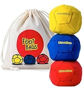 Covelico Footbag Hacky Set of 3 for Kids, Teens &amp; Adults. Yellow, Blue &amp; Red Sack - Each 2.28 inc...
