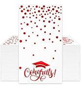 JarThenaAMCS 50Pcs Graduation Guest Napkins Disposable Paper Napkins Red Foil Dots Graduation Cap...