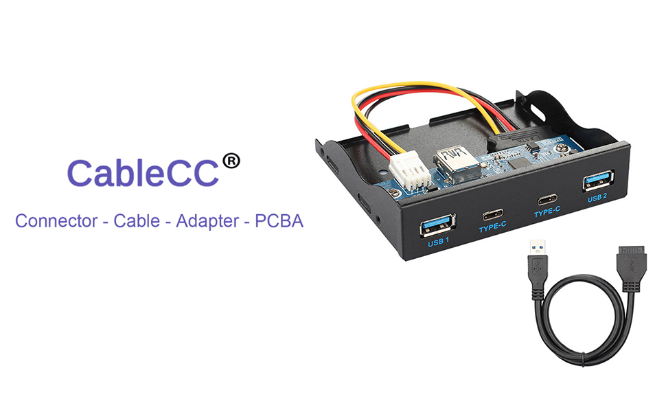 USB-C &amp; USB 3.0 HUB 4 Ports to Motherboard 20Pin Connector Cable