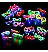 21 Pcs LED Glasses 7 shapes 6 LED Glow In The Dark Party Supplies Favor for Kids Adults shutter h...