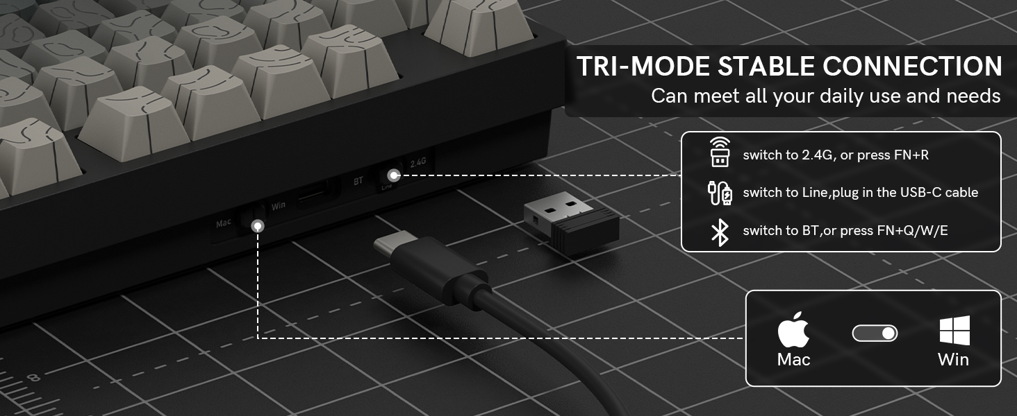 tri mode bluetooth wireless wifi keyboard