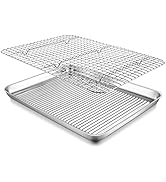 16 Inch Baking Sheet with Rack Set, P&amp;P CHEF Stainless Steel Large Cookie Sheet Pan Tray and Cool...