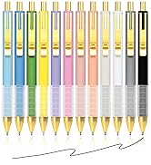 Drawdart 12 Pcs Smooth Writing Pens - 1.0mm Black Ink Ballpoint Pens with Super Soft Grip| Long L...