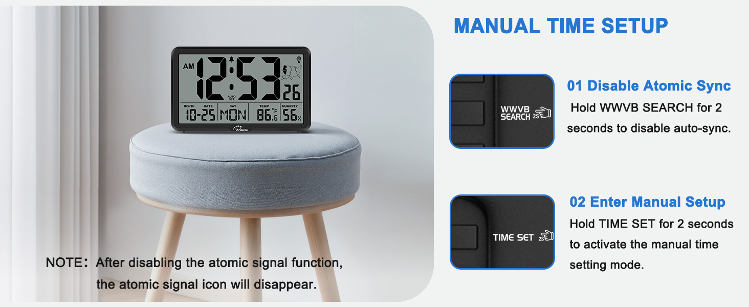 Atomic wall clock with temperature