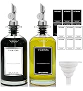 Lubise Siliver Olive Oil Dispenser Set, Coffee Syrup Dispenser, 350ml Glass Olive Bottle Dispense...
