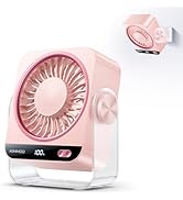 KIMMOO Desk Fan for Bedroom, Rechargeable USB Turto Table Fan, 199 Speeds, 270° Rotating, Quiet S...