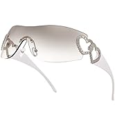 FEISEDY Rimless Y2K Sunglasses Heart for Women Men Fashion Futuristic Wrap Around Oversized Trend...