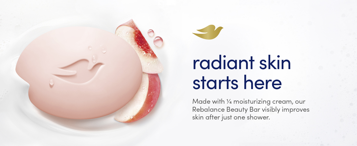 Beauty Bar on a creamy texture background with radiant skin benefit messaging