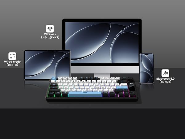 womier gaming keyboard, 3-connectivity modes