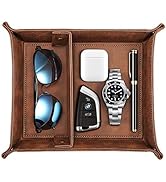 SITHON Valet Tray Desktop Storage Organizer – Removable 2 Compartments Catchall Tray Bedside Vani...