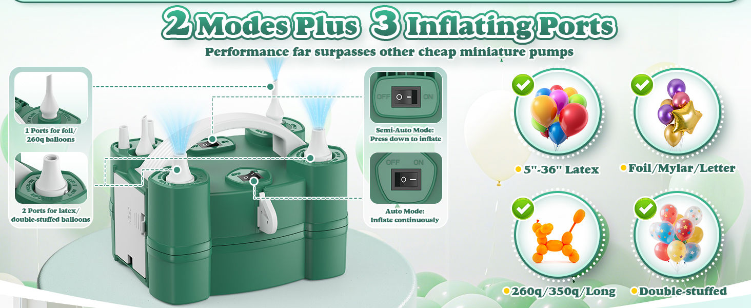 2 modes plus 3 inflating ports