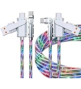 Light up USB-C Cable 2 Pack 5ft Right Angle USB C to USB C Cable Multicolored RGB Colorful Starry...