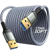 AINOPE USB to USB Cable, 10FT*1Pack USB 3.0 A to A Male to Male Cable [Never Rupture] Double End ...