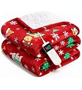 Electric Blanket Heated Throw, Soft Flannel 50"x60" Plaid Heating Blanket with 8 Hours Auto Off 1...