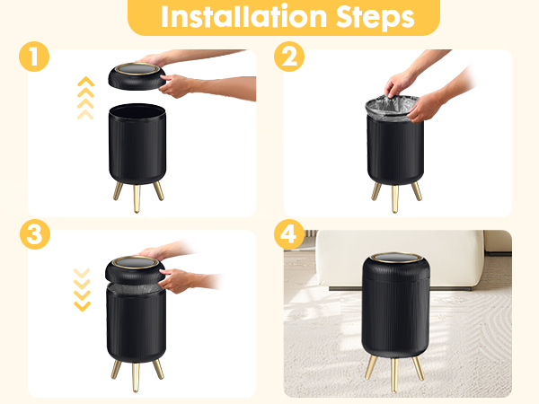 black and gold trash can