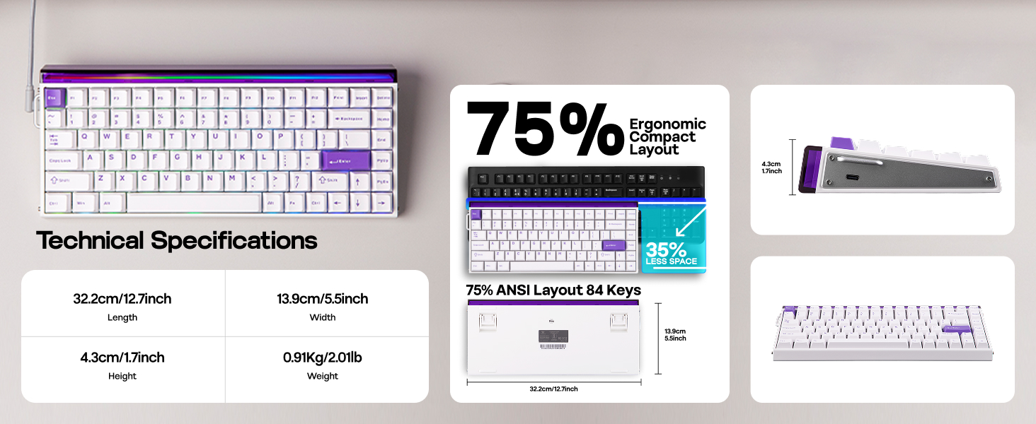 Hall Effect Keyboard with Neon RGB Light Box