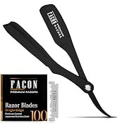 Facón Straight Razors for Men - Professional Barber Straight Edge Razor Kit with 100 Blades,Japan...