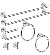 Cilee 8 Piece Polished Chrome Bathroom Hardware Set, 24inch Bathroom Towel bar+Towel Ring+Toilet ...