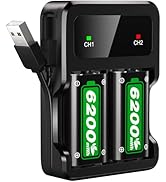 Ukor Fast Charging 2x6200mWh Rechargeable Battery Packs with Charger for Xbox One/Xbox Series X|S...
