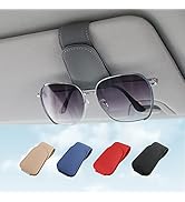 Sunglass Holder for Car Visor Sunglasses Clip Magnetic Leather Glasses Eyeglass Holder Interior C...