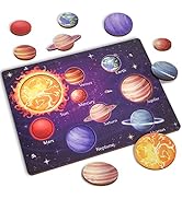 Zeoddler Upgrated Solar System Puzzle for Kids 3-6, Wooden Space Toys for Kids, Planets for Kids ...