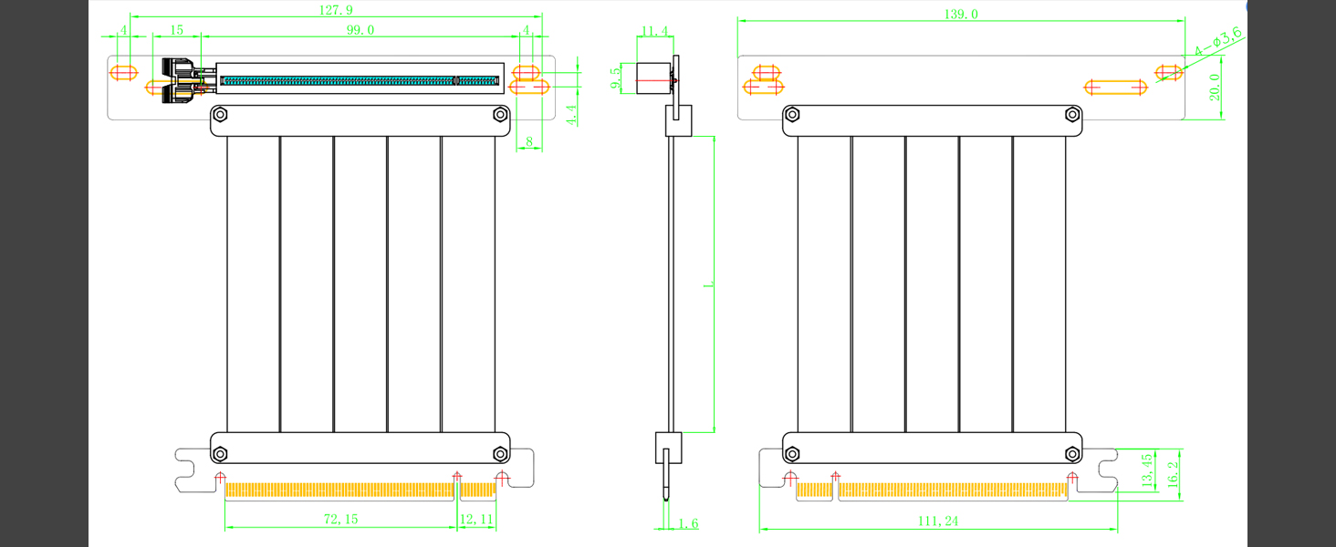 GLOTRENDS PCIe 3.0 Riser Cable