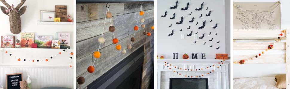 Fall felt ball garlands by matthew and mae, halloween home decor, gift