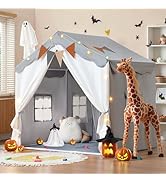 besrey Kids Tent, Kids Play Tent 2 in 1 with Padded Mat and Lights, Large Playhouse with 2 Doors ...