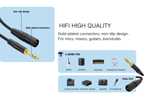 6.35mm to XLR Balanced Audio Cord