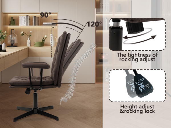 brown adjustable height rocking desk chair with arms