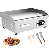 HTTSICHI 18’’ Commercial Electric Griddle - Electric Cast Iron Griddle w/Stainless Steel Material...