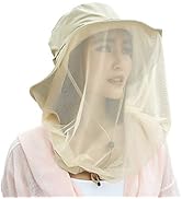 Mosquito Head Net Hat, Safari Sun Hat with Veil Mesh Protection from Insect
