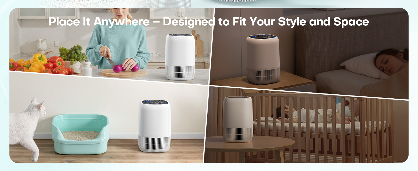 Air Purifiers Home H13 True HEPA Filter 1076 Ft² Pet Hair Odors Pollen Smoke Aroma Quiet 360°Intake