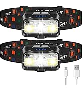 LHKNL Headlamp Rechargeable, Lumen Super Bright Motion Sensor Head Lamp Flashlight,2-Pack Waterpr...
