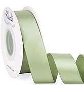 Ribbli Dusty Sage Satin Ribbon Double Faced Satin 1 Inch x Continuous 25 Yards-Sage Green Ribbon ...