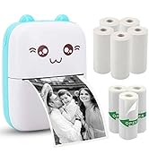 Vicbear Mini Pocket Printer, Portable Thermal Printer with 8 Rolls Printing Paper, Bluetooth Wire...