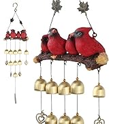 Gardenvy Cardinal Bird Wind Chime, Red Bird Bell Wind Chimes Outdoor Decorations, Garden Backyard...