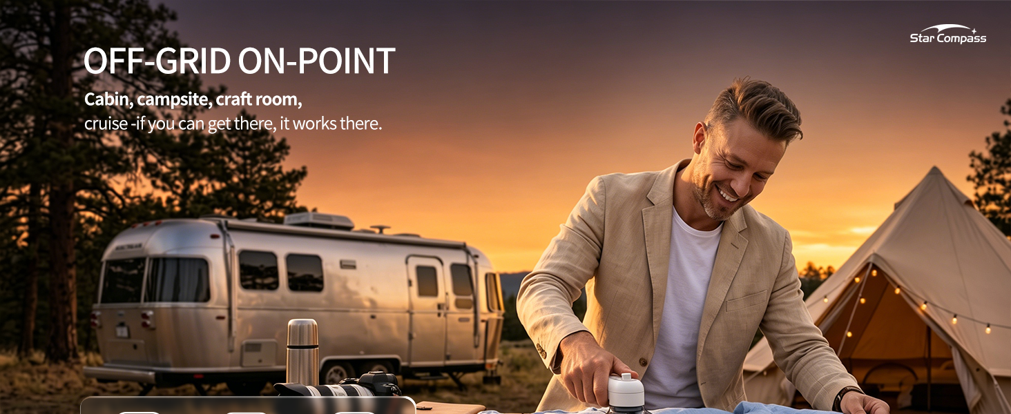 Cabin, campsite, craft room, cruise -if you can get there, it works there.