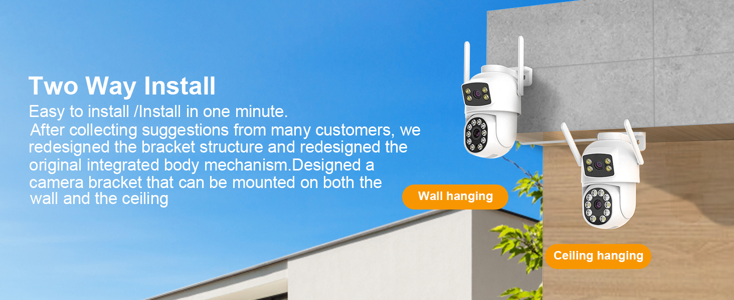 EVERSECU Dual Lens Linkage 6MP WiFi PTZ Security Camera Outdoor Tracking Motion Detection